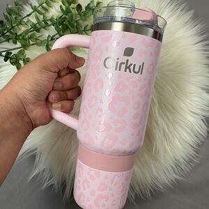 Cirkul 30oz Insulated Tumbler w/ Handle & StrawSip Lid, Pink Leopard Print
